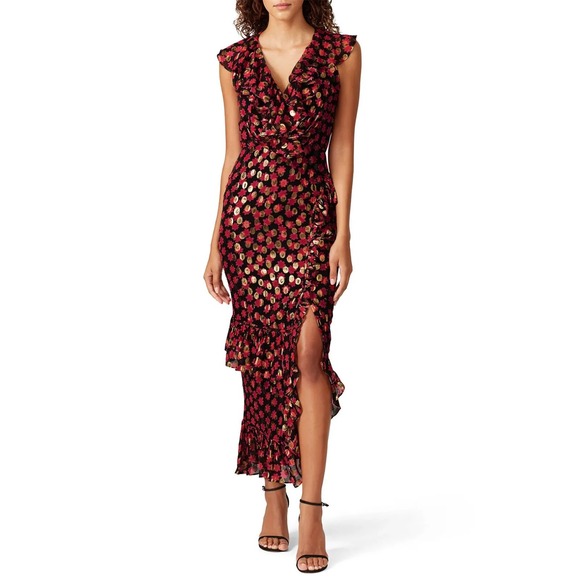 SALONI Dresses & Skirts - Saloni Anita Dress Womens 10 Floral Polka Dot Event Wedding Metallic Sparkle‎